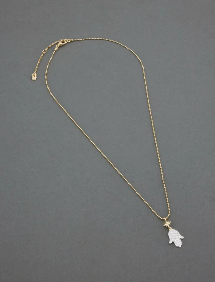 14k Gold Plated Hamsa Pendant Two Tone Women Lucky Brand Jewelry