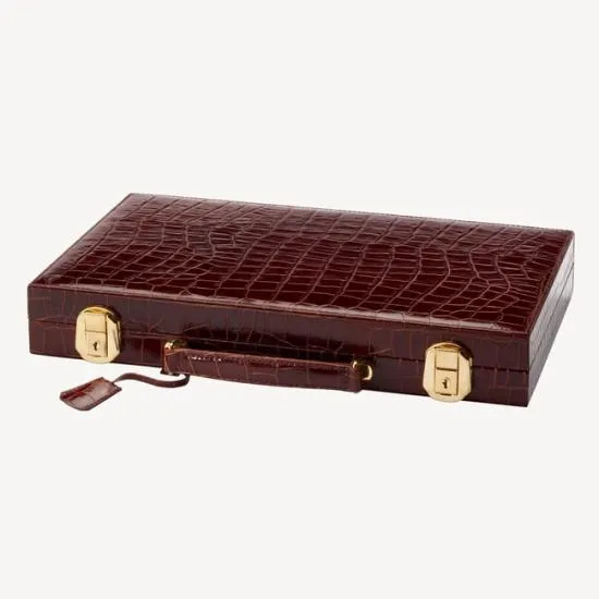 17inch Backgammon Set Deep Shine Amazon Brown Croc Women Aspinal Of London Luxury Games