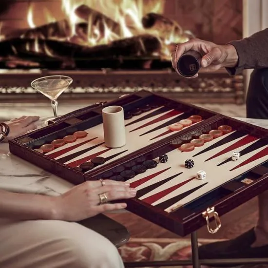 17inch Backgammon Set Deep Shine Amazon Brown Croc Women Aspinal Of London Luxury Games
