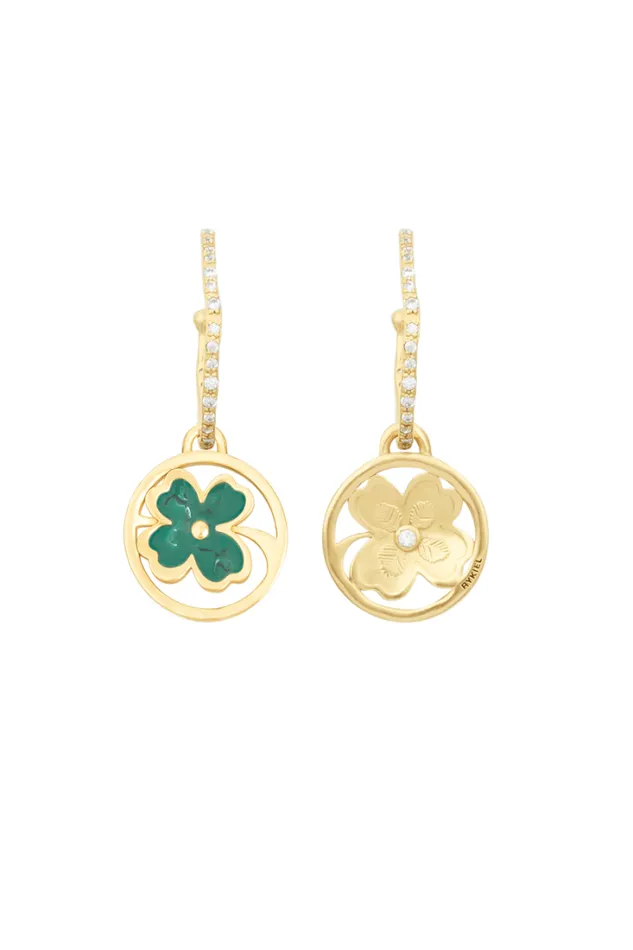 Accessories Earrings Sonia Rykiel Golden Medals Lucky Clover Earrings