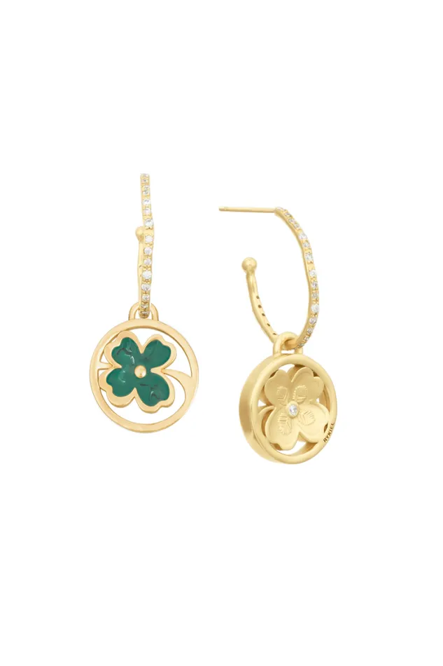 Accessories Earrings Sonia Rykiel Golden Medals Lucky Clover Earrings