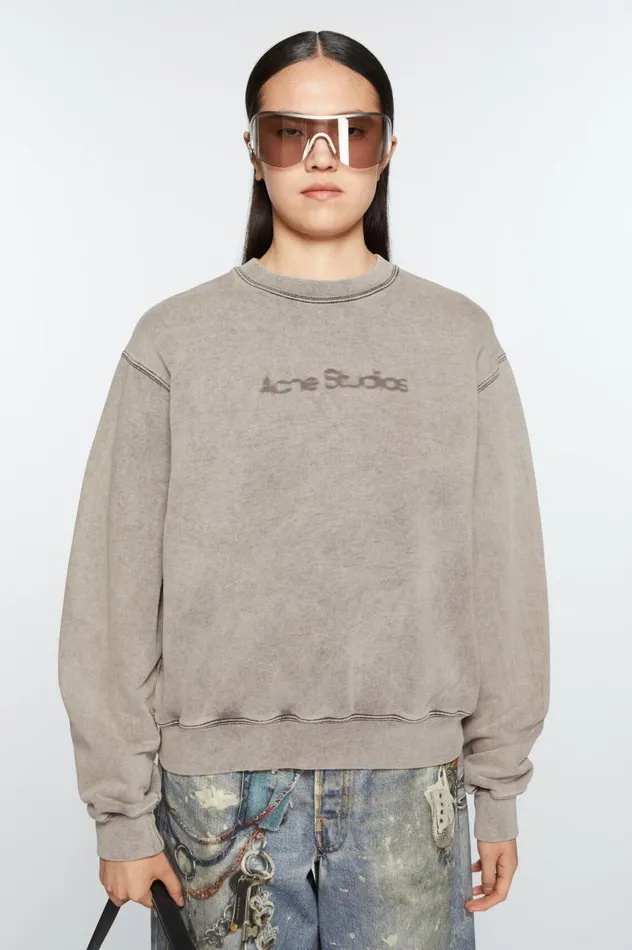 Acne Studios Blurred Logo Sweater Faded Grey Women Sweatshirts