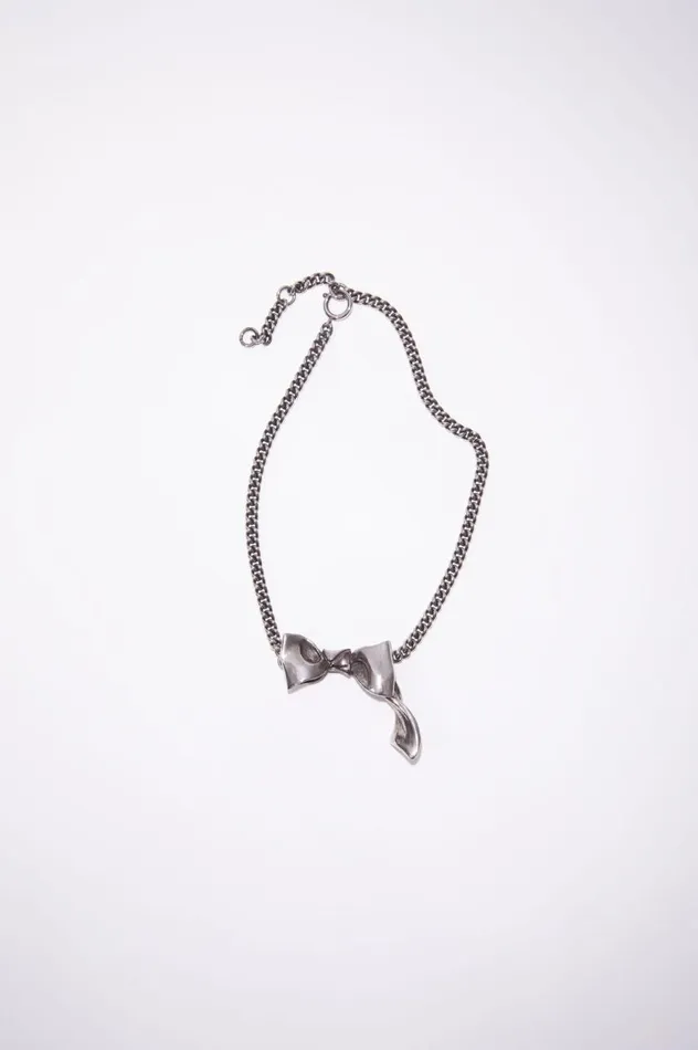 Acne Studios Bow Necklace Antique Silver Women Jewellery
