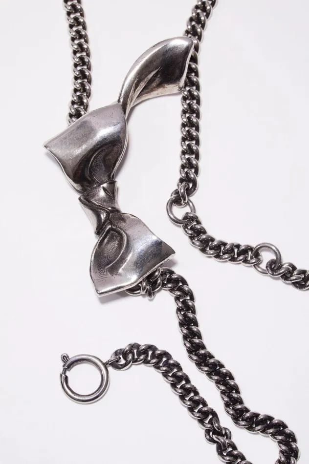 Acne Studios Bow Necklace Antique Silver Women Jewellery