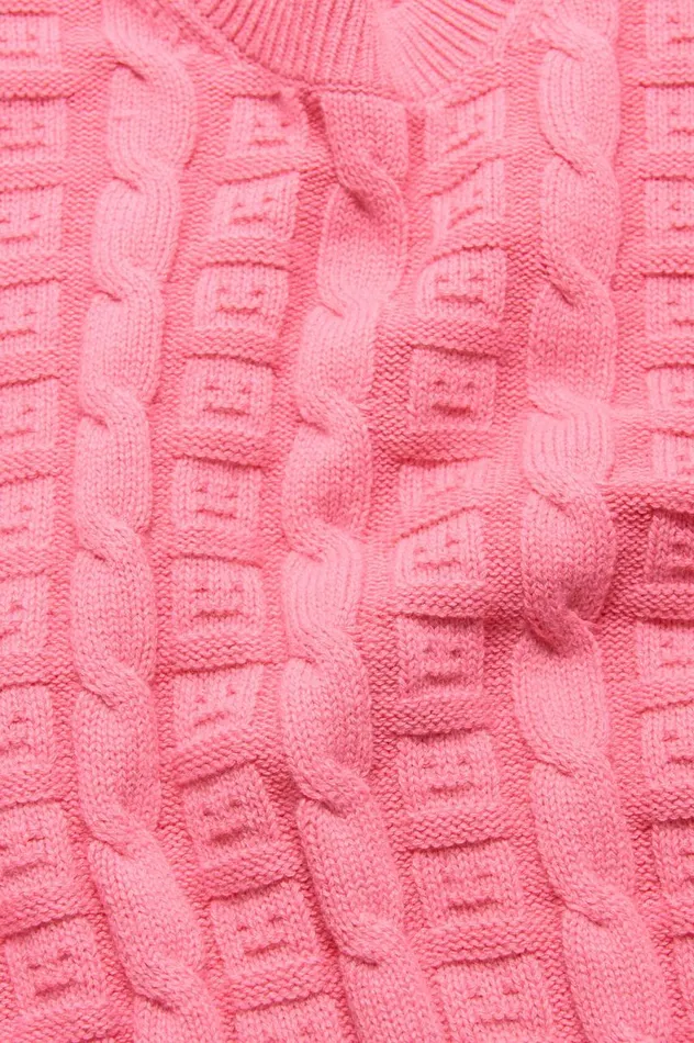 Acne Studios Cable Wool Jumper Tango Pink Men Knitwear