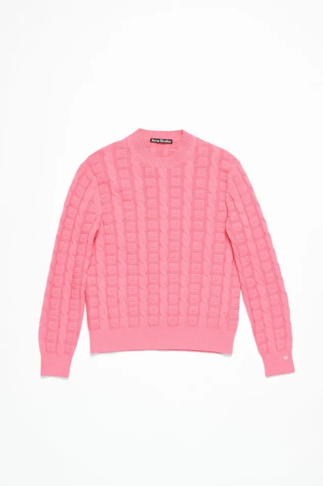Acne Studios Cable Wool Jumper Tango Pink Men Knitwear