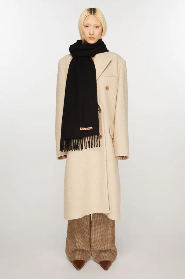 Acne Studios Cashmere Fringe Scarf 8211 Narrow Black Women Scarves