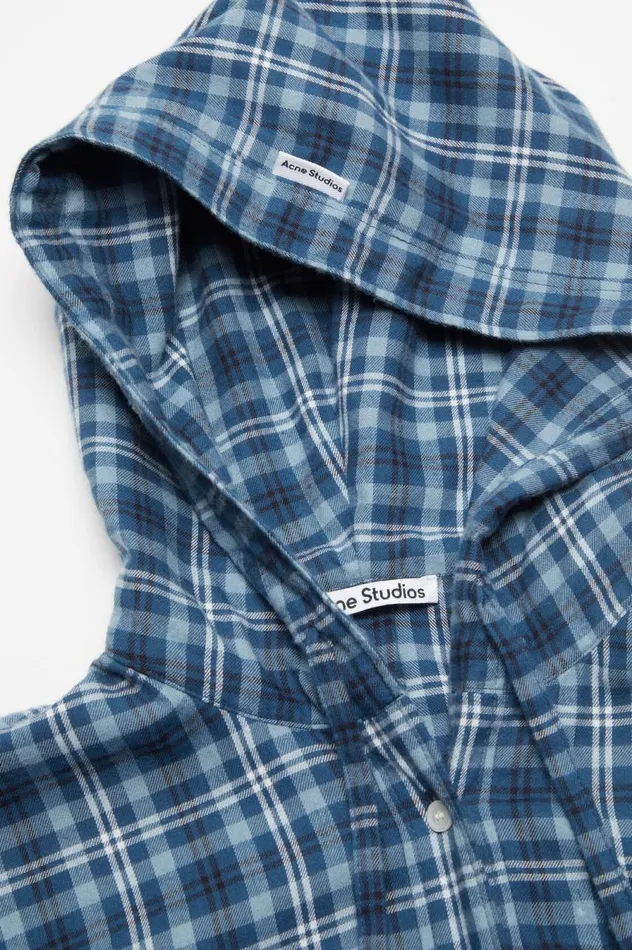 Acne Studios Hooded Shirt Mid Bluedusty Blue Women Shirts and Blouses
