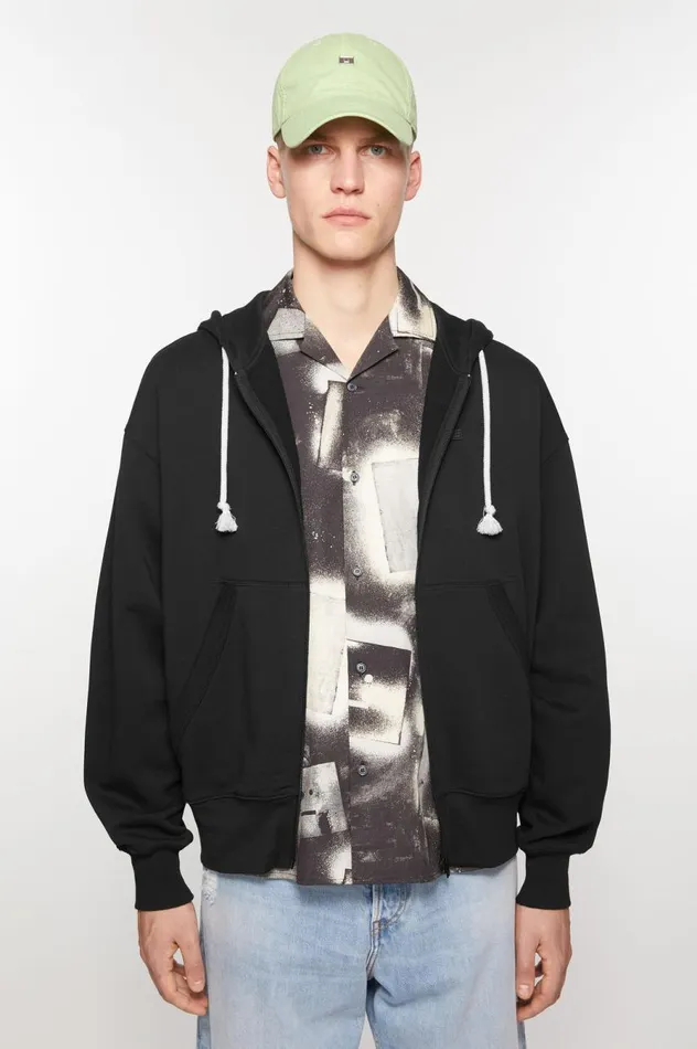 Acne Studios Hooded Zip Sweater Black Women Sweatshirts