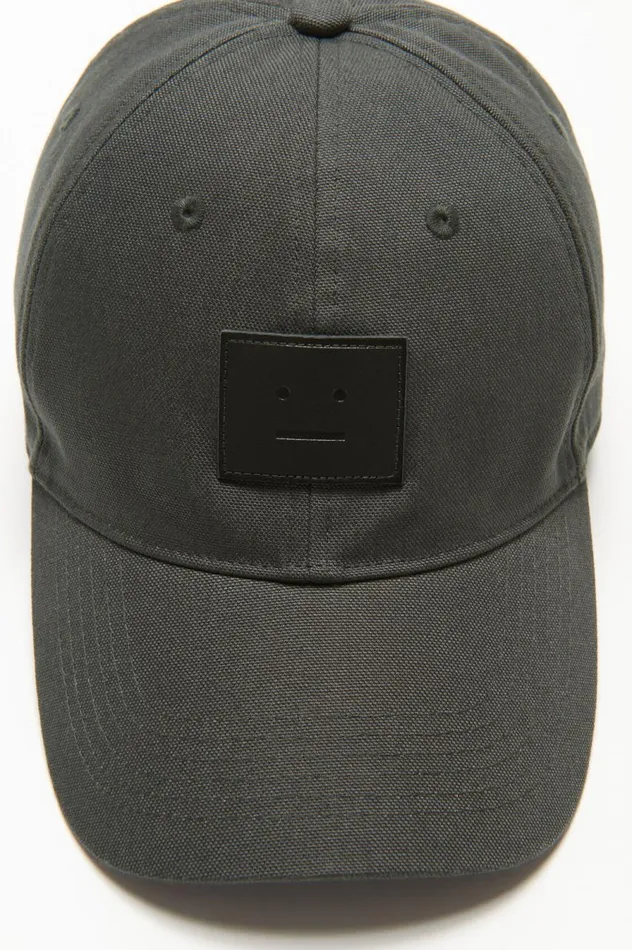 Acne Studios Leather Face Patch Cap Dark Grey Women Face Collection