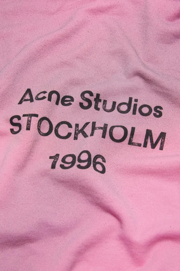 Acne Studios Logo Hooded Sweater Cotton Candy Pink Women Sweatshirts