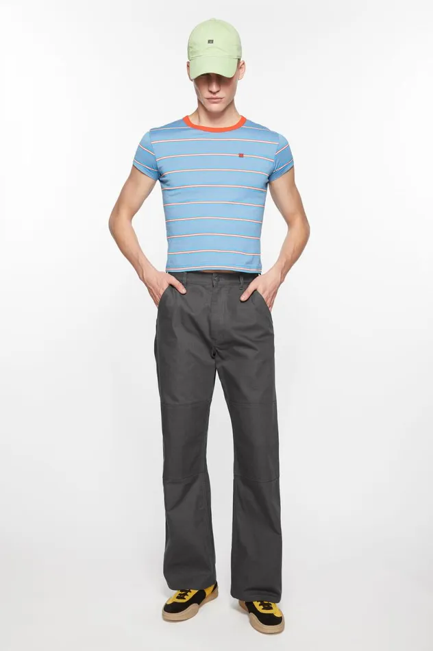 Acne Studios Patch Canvas Trousers Dark Grey Men Trousers