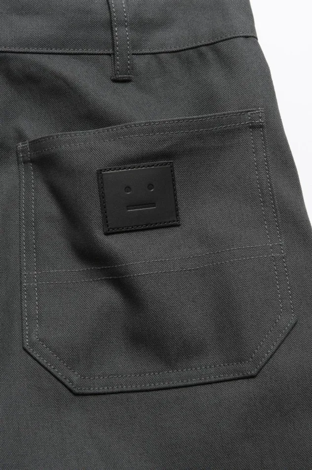 Acne Studios Patch Canvas Trousers Dark Grey Men Trousers