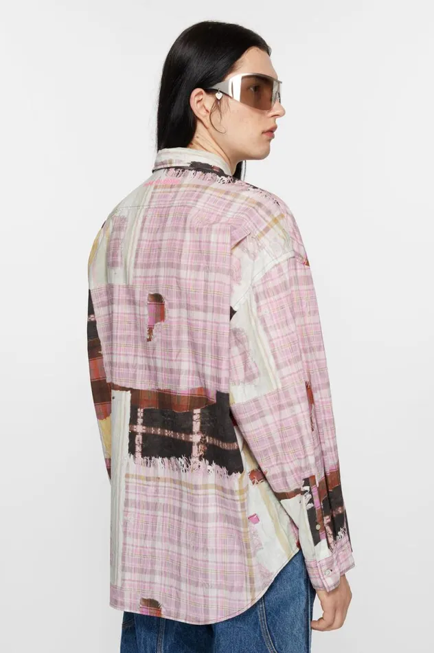Acne Studios Print Buttonup Shirt Pink Multicolor Men Shirts