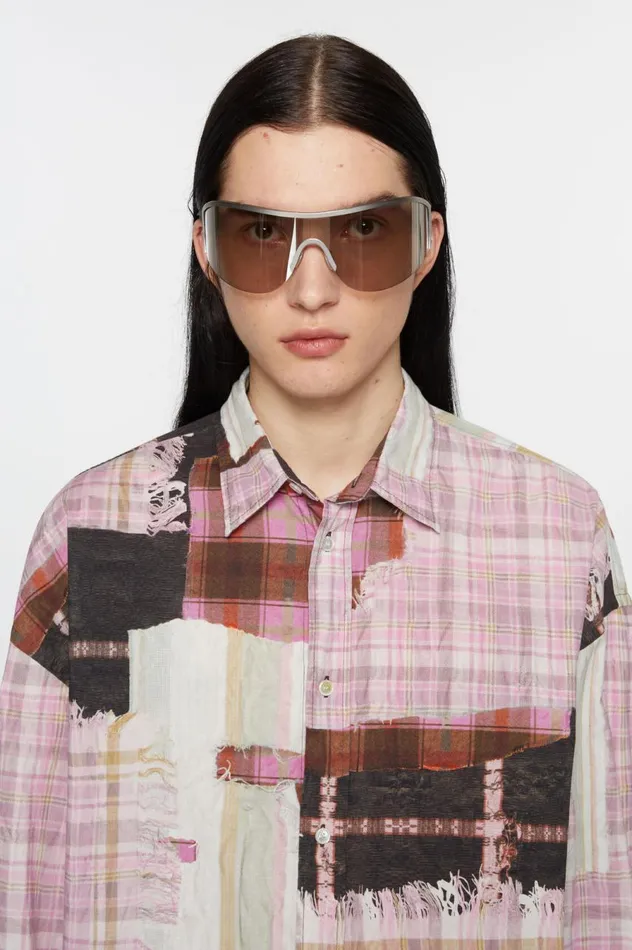 Acne Studios Print Buttonup Shirt Pink Multicolor Men Shirts