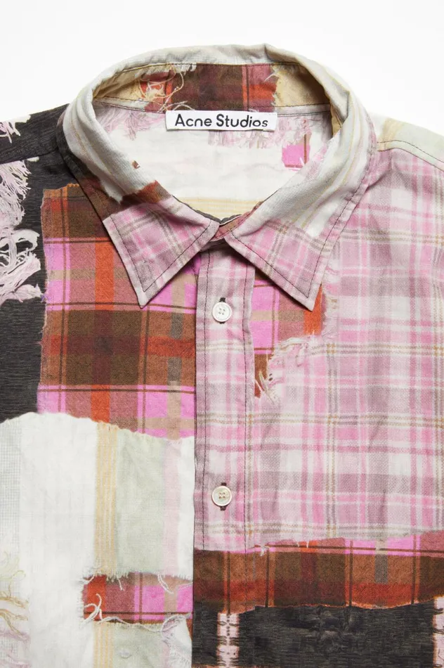 Acne Studios Print Buttonup Shirt Pink Multicolor Men Shirts