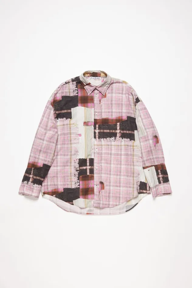 Acne Studios Print Buttonup Shirt Pink Multicolor Men Shirts