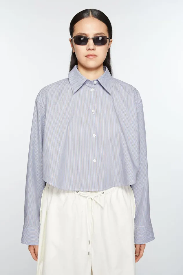 Acne Studios Shirt Jacquard Pinstripe Sky Bluecoffee Brown Women Shirts and Blouses Acne Studios Shirt Jacquard Pinstripe Sky Bluecoffee Brown Women Shirts and Blouses