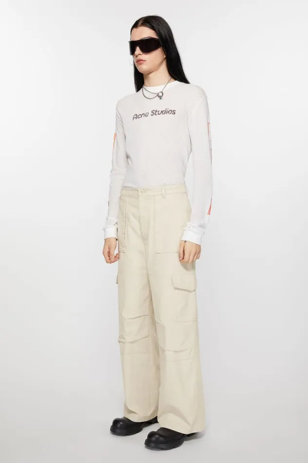 Acne Studios Twill Trousers Ivory White Men Trousers