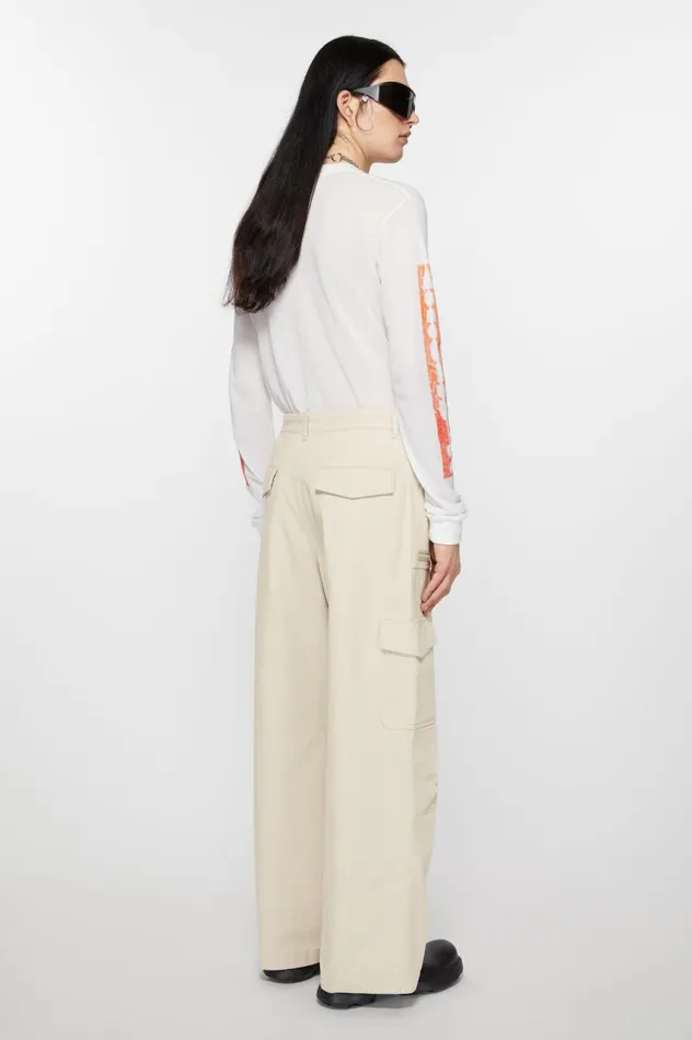 Acne Studios Twill Trousers Ivory White Men Trousers