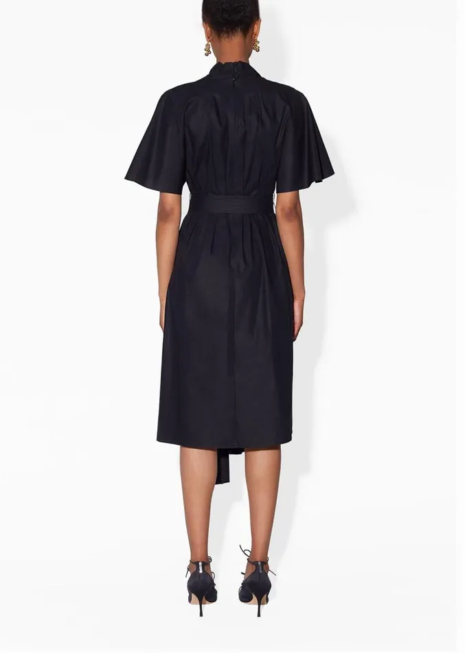 Adam Lippes Dresses and Jumpsuits Short Sleeve Asymmetrical Dress In Cotton Poplin Black 8211 Women