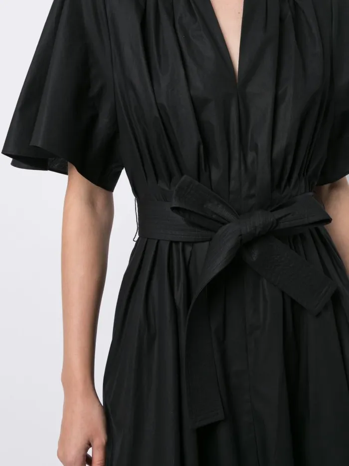 Adam Lippes Dresses and Jumpsuits Short Sleeve Asymmetrical Dress In Cotton Poplin Black 8211 Women