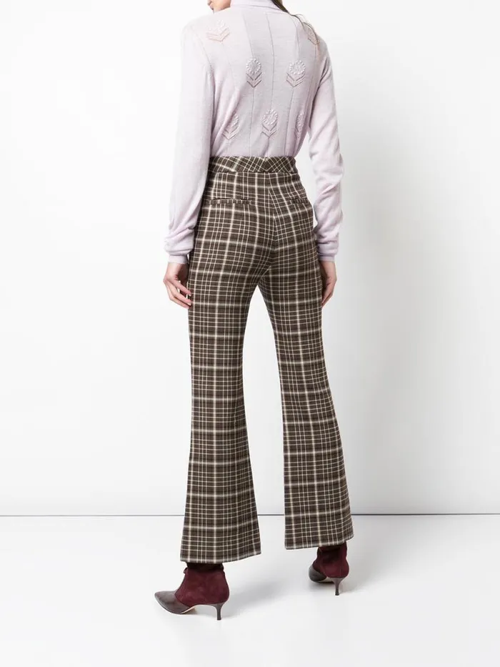 Adam Lippes Pants Bell Crop Pant In Double Face Wool Plaid 8211 Women
