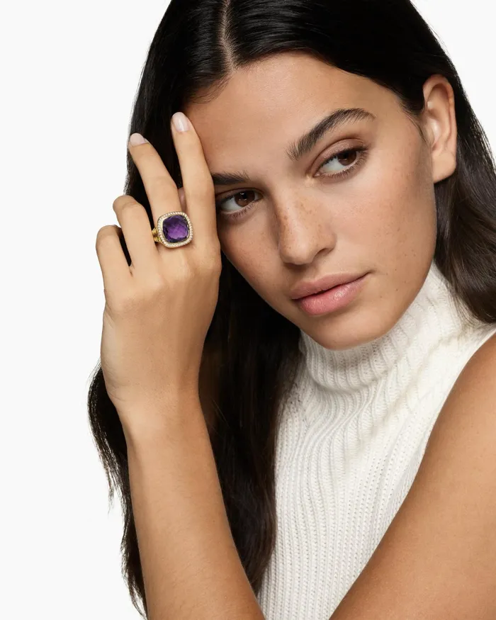 Albion Ring In 18K Yellow Gold With Diamonds 15mm Women David Yurman Statement Albion Ring In 18K Yellow Gold With Diamonds 15mm Women David Yurman Statement