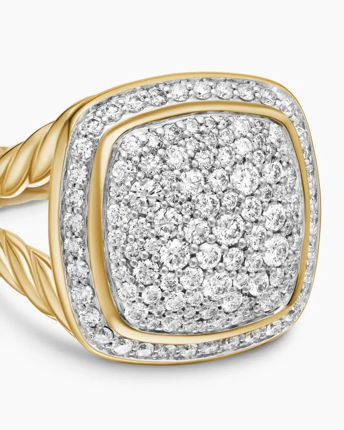 Albion Ring In 18K Yellow Gold With Pav 14mm Women David Yurman Statement Albion Ring In 18K Yellow Gold With Pav 14mm Women David Yurman Statement