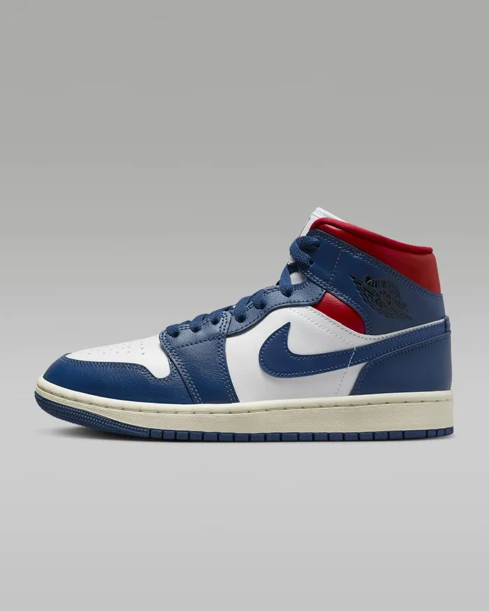 All Shoes Women Nike Air Jordan 1 Mid Whitegym Redsailfrench Blue