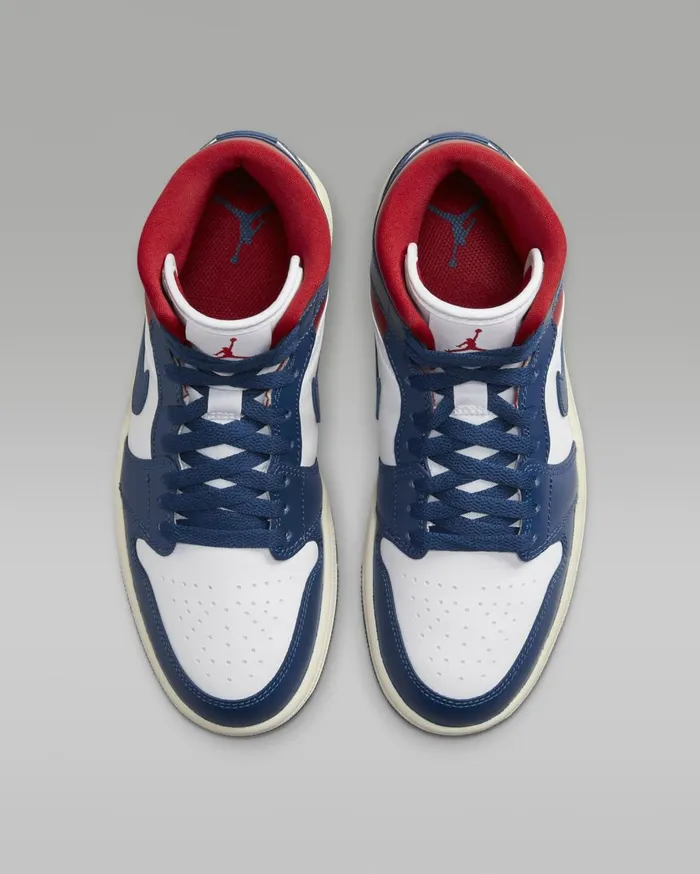 All Shoes Women Nike Air Jordan 1 Mid Whitegym Redsailfrench Blue