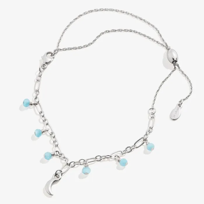 Anklets Women Alex And Ani Moon Beaded Pull Chain Anklet Silver
