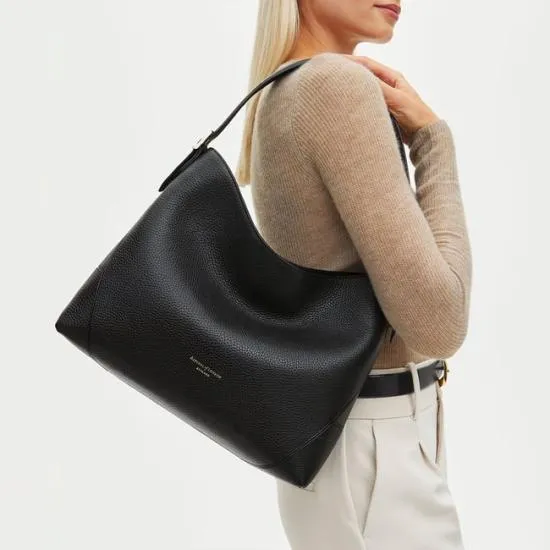 Aspinal Hobo Bag Black Pebble Women Aspinal Of London Shoulder