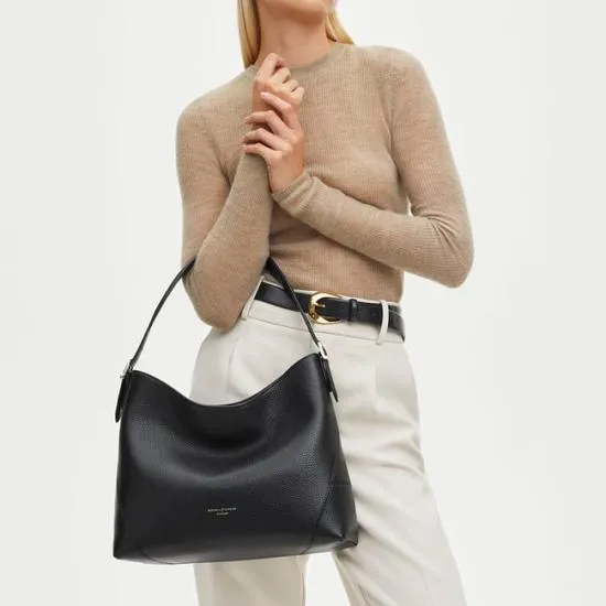 Aspinal Hobo Bag Black Pebble Women Aspinal Of London Shoulder