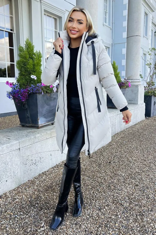 AX Paris Coats 038 Jackets Oyster LongLine Padded Coat