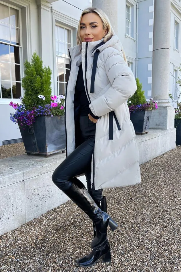AX Paris Coats 038 Jackets Oyster LongLine Padded Coat