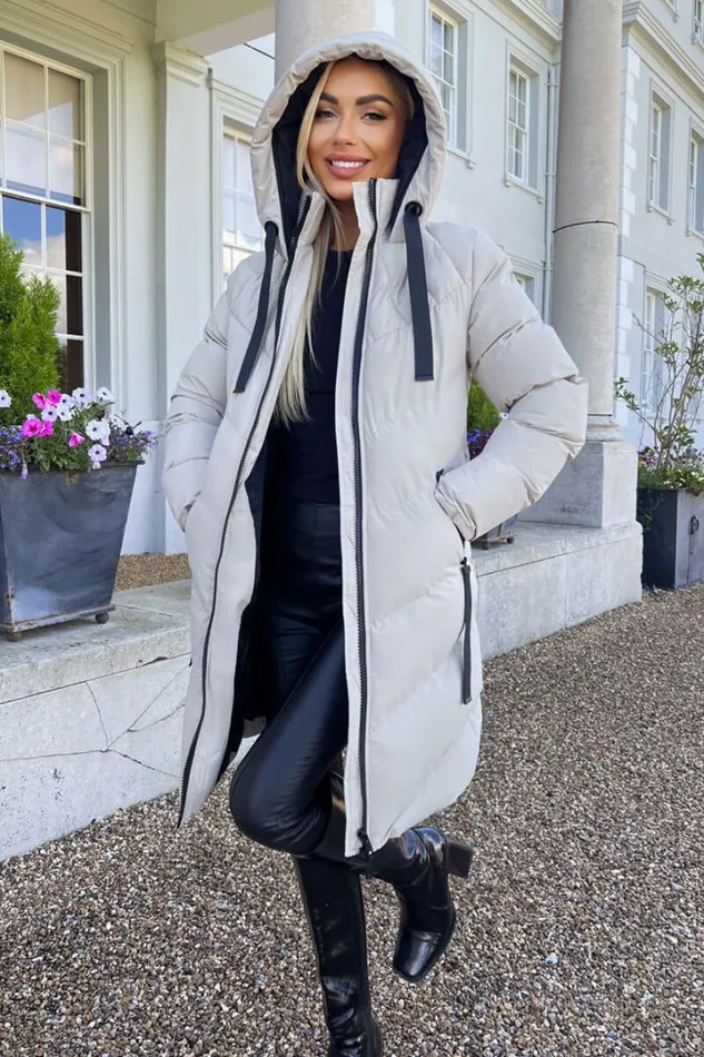 AX Paris Coats 038 Jackets Oyster LongLine Padded Coat