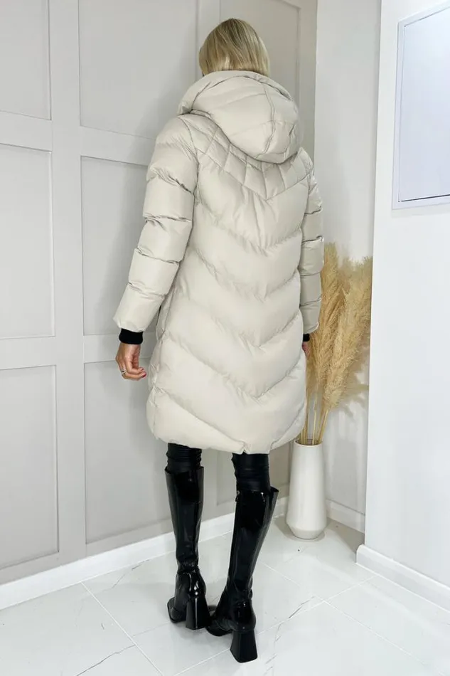 AX Paris Coats 038 Jackets Oyster LongLine Padded Coat