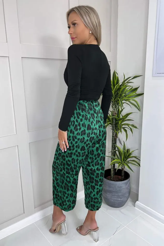 AX Paris Jumpsuits And Playsuits Green And Black Animal Print Long Sleeve 2 In 1 Jumpsuit