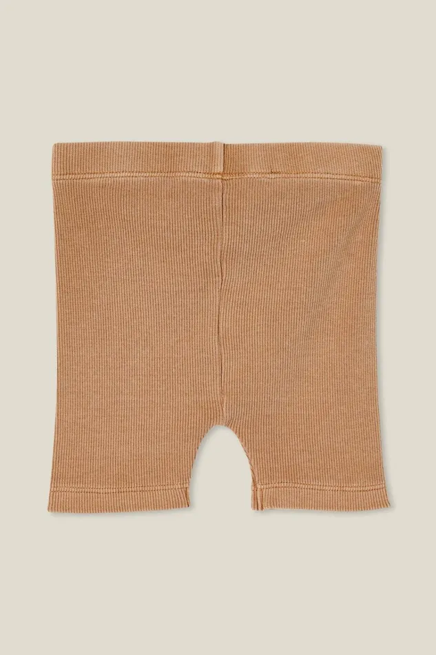 Baby Bottoms Cotton On Rain Rib Bike Shorties Taupy Brown Wash