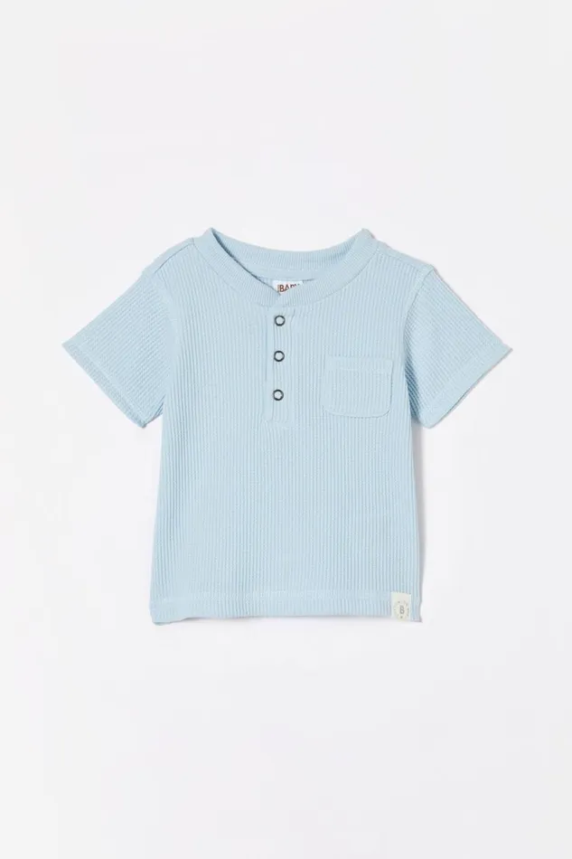 Baby Tops Jackets and Sweaters Cotton On Magnus Short Sleeve Placket Top Frosty Blue Baby Tops Jackets and Sweaters Cotton On Magnus Short Sleeve Placket Top Frosty Blue