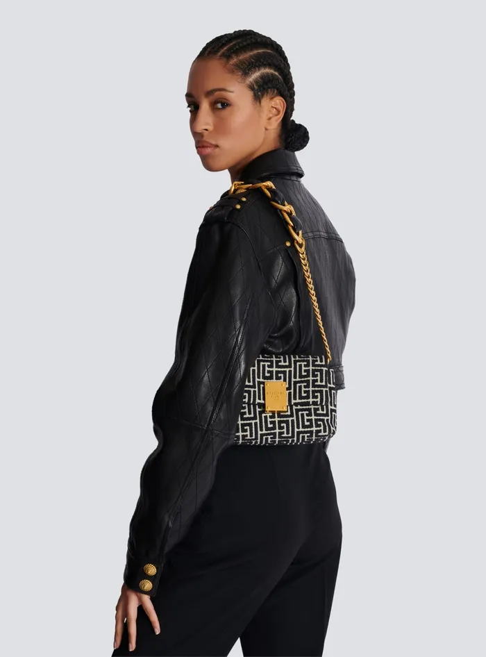 Balmain Crossbody Bags Women 1945 Soft Mini Bag With Jacquard Monogram Black