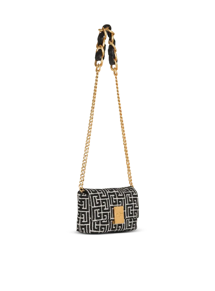 Balmain Crossbody Bags Women 1945 Soft Mini Bag With Jacquard Monogram Black