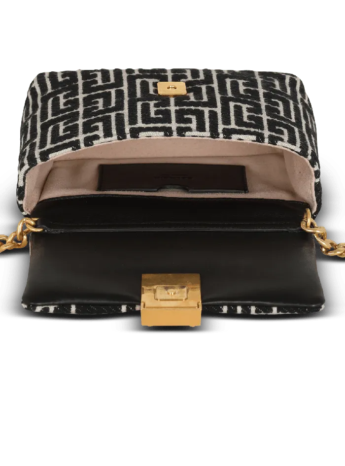 Balmain Crossbody Bags Women 1945 Soft Mini Bag With Jacquard Monogram Black