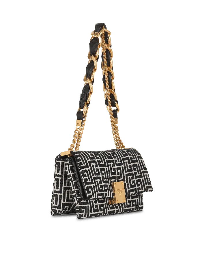 Balmain Crossbody Bags Women 1945 Soft Small Bag With Jacquard Monogram Black