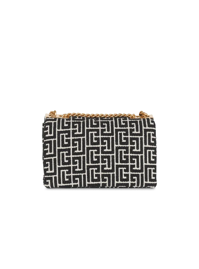 Balmain Crossbody Bags Women 1945 Soft Small Bag With Jacquard Monogram Black
