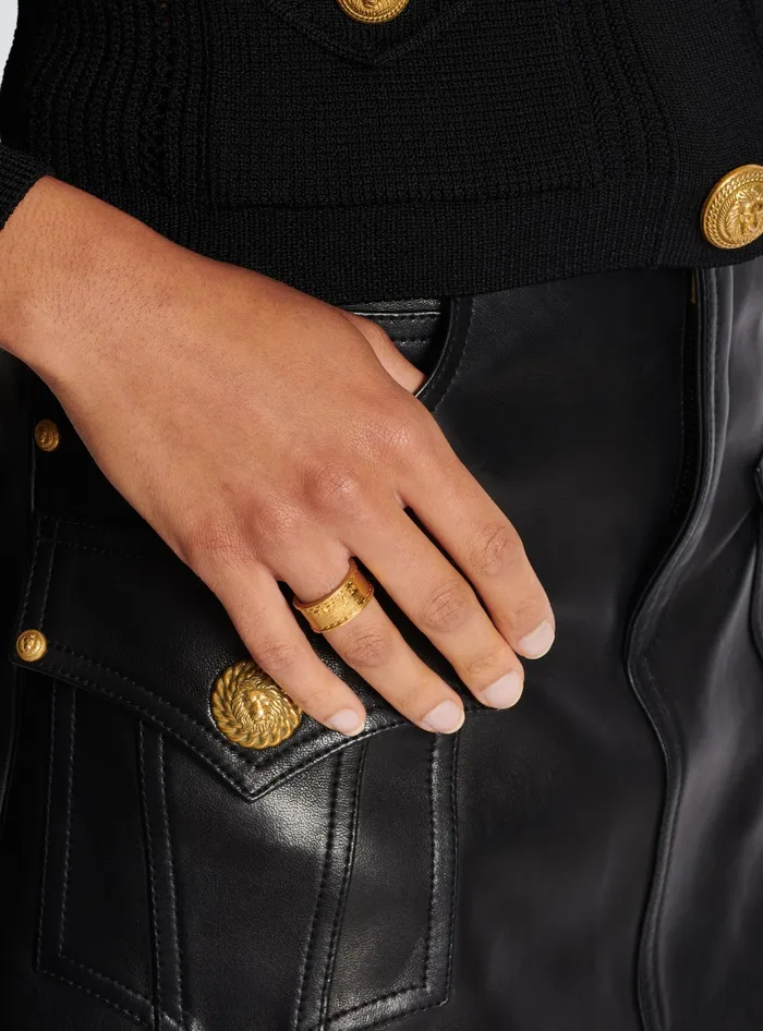 Balmain Fashion Jewelry WomenMen Signature Tubular Ring Gold