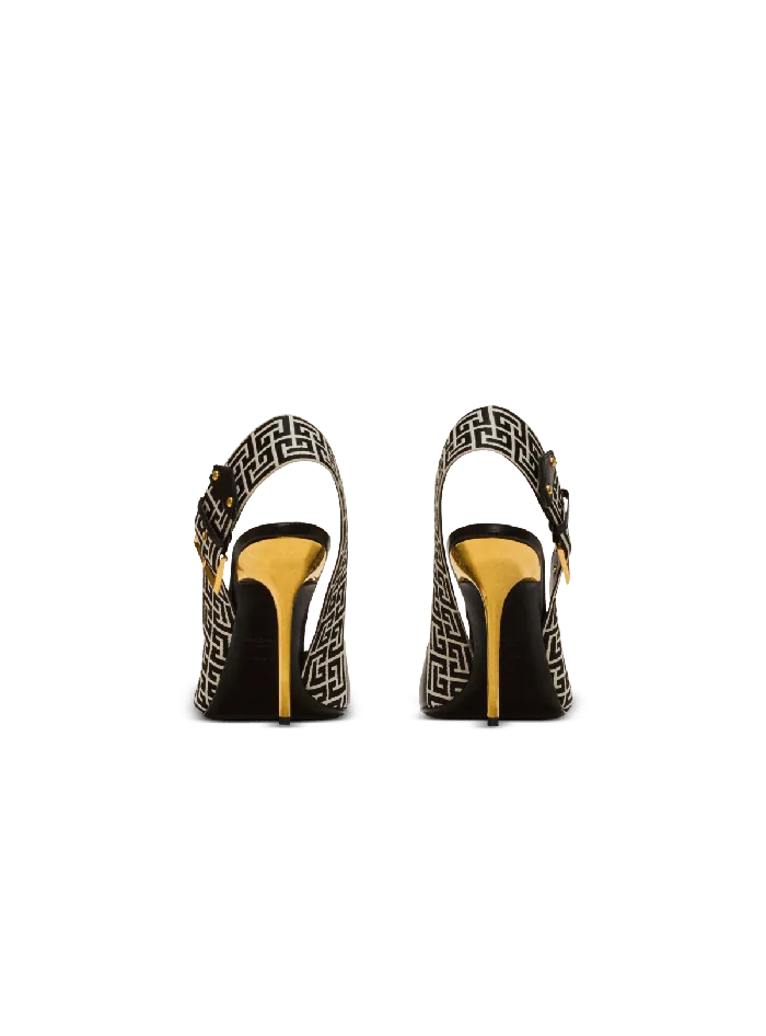 Balmain High Heels and Pumps Women Ruby Slingbacks In Calfskin And Monogrammed Black