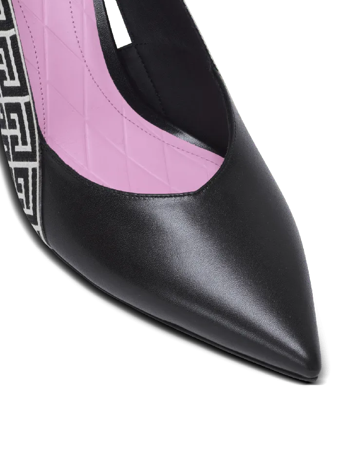 Balmain High Heels and Pumps Women Ruby Slingbacks In Calfskin And Monogrammed Black