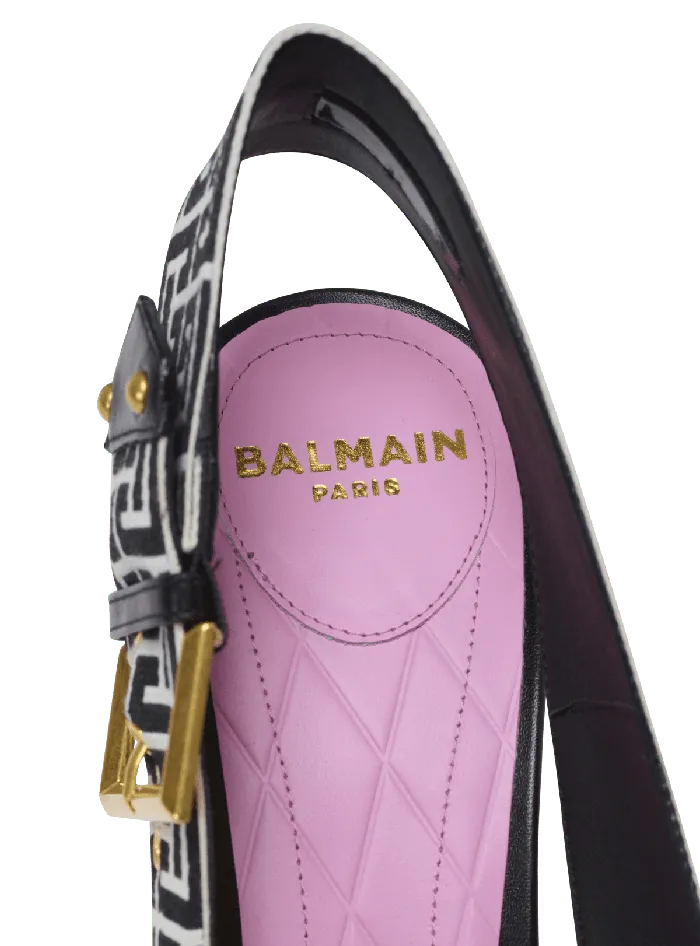 Balmain High Heels and Pumps Women Ruby Slingbacks In Calfskin And Monogrammed Black